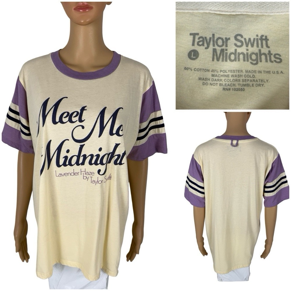 Taylor Swift Meet Me At Midnight Womens Large Lavender Haze Ringer Baseball
